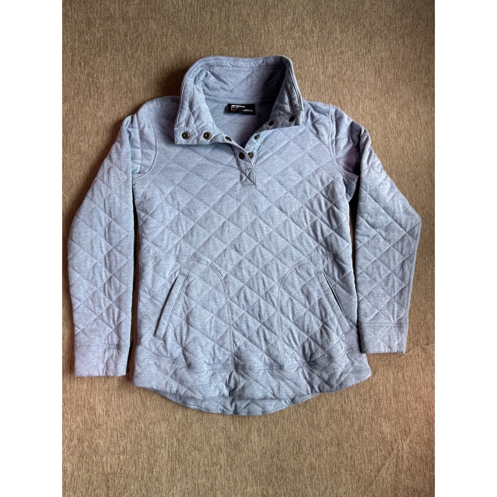 Marmot Womens Quilted Snap Neck Pullover Sweatshirt Blue Gray Heather Medium